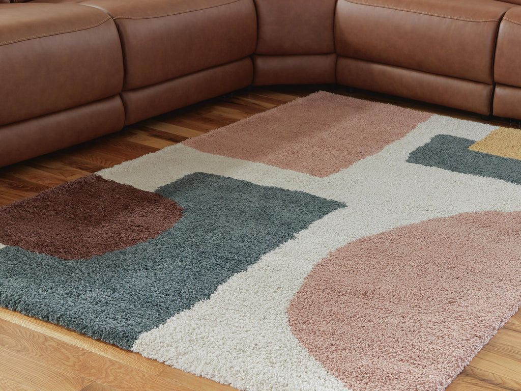 Flynnwick 8' x 10' Rug in Cream/Pink/Gray, lifestyle view