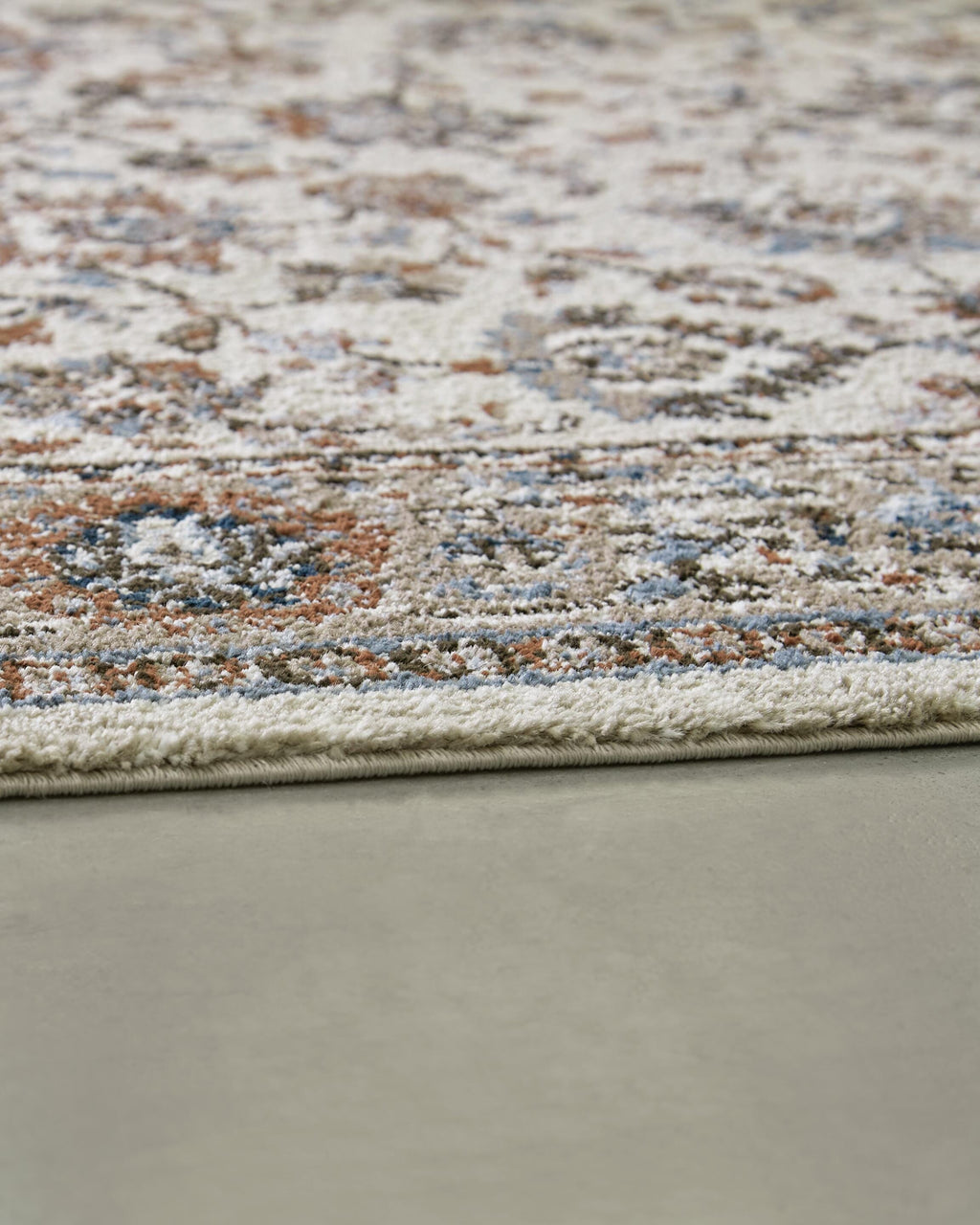 Beritham Large Rug in Blue/Brown/Beige, detail view