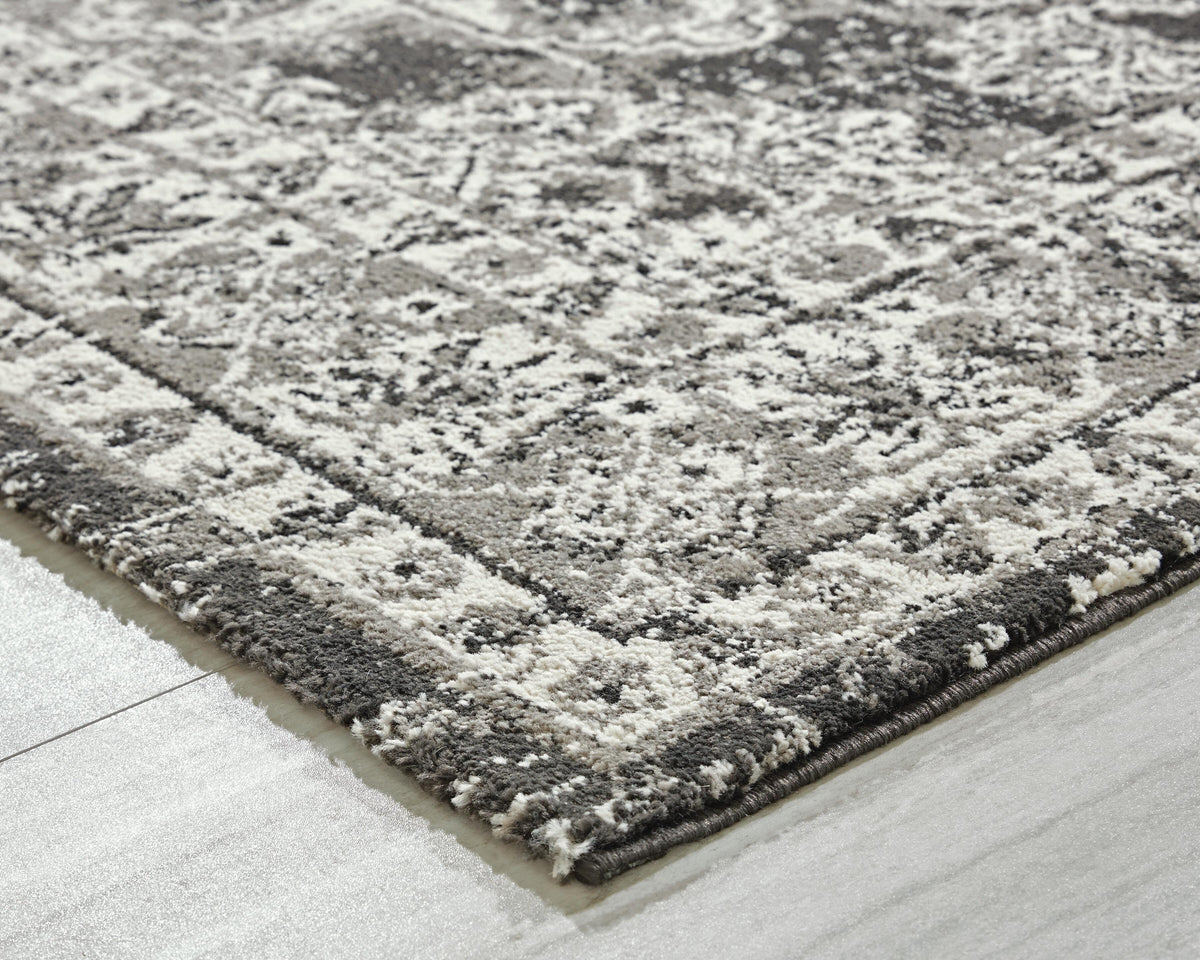 Glennisman Medium Rug in Black/Gray/Ivory, detail view