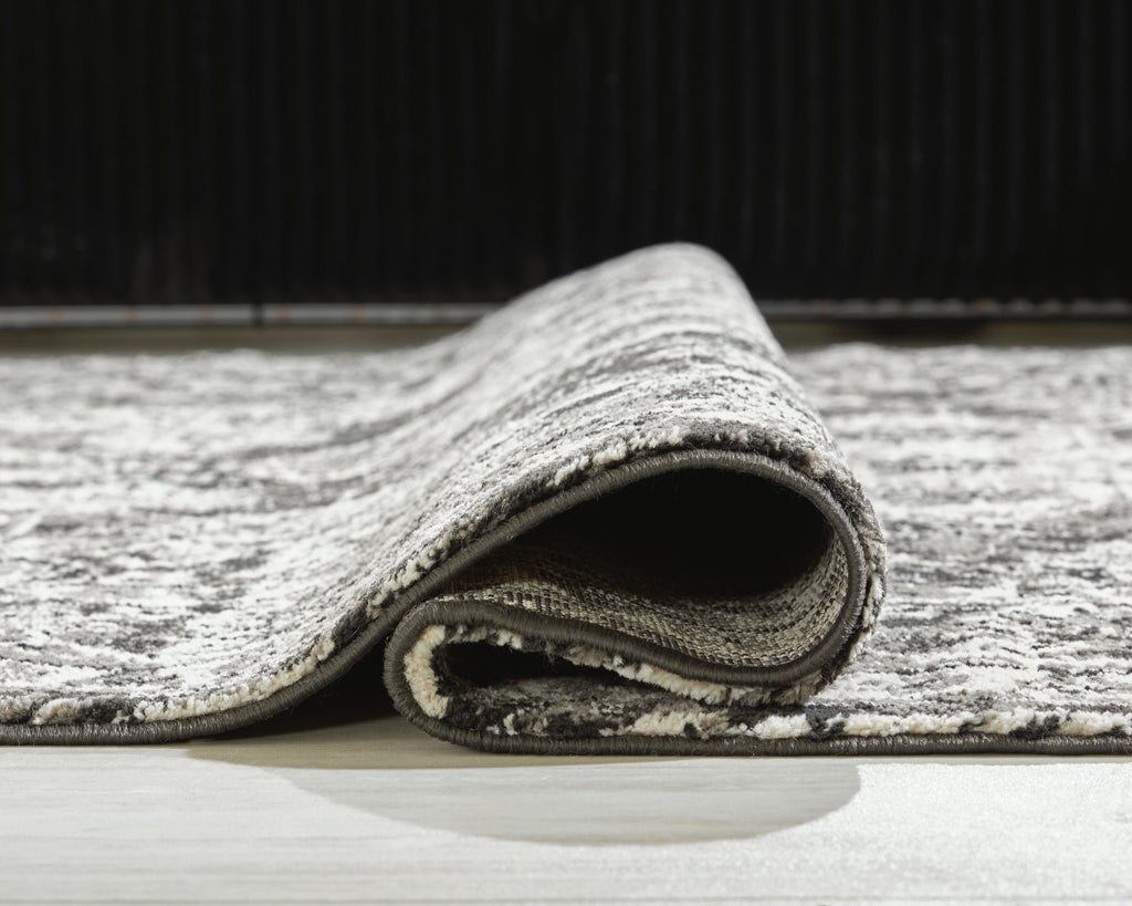 Glennisman Medium Rug in Black/Gray/Ivory, detail view