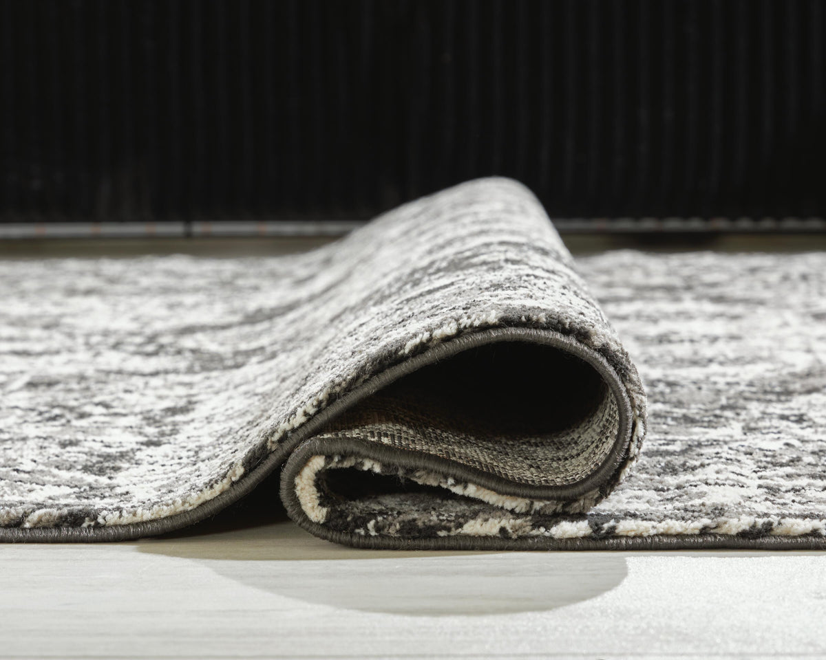 Glennisman Large Rug in Black/Gray/Ivory, detail view