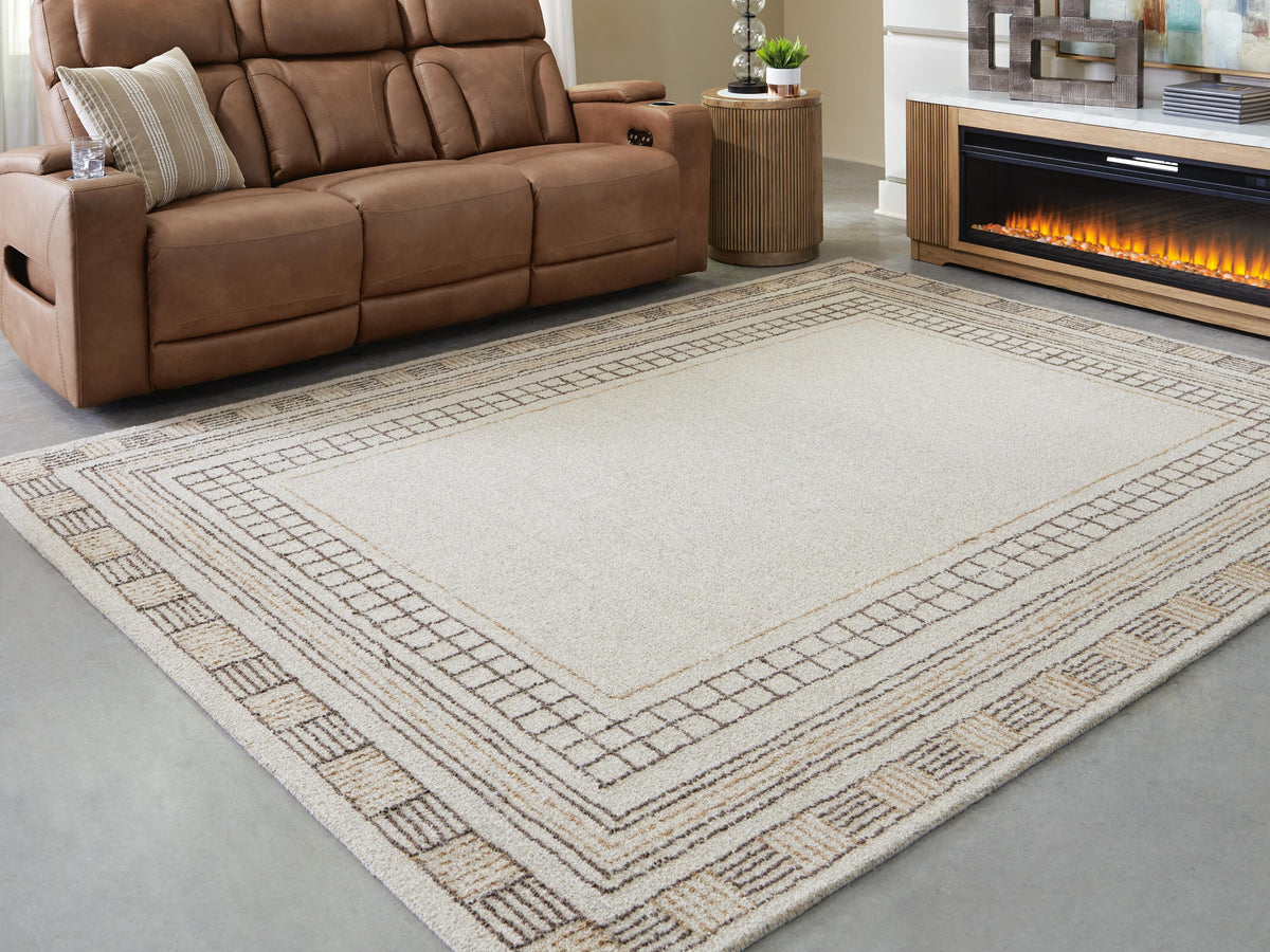 Idaman Large Rug in Taupe/Brown, lifestyle view