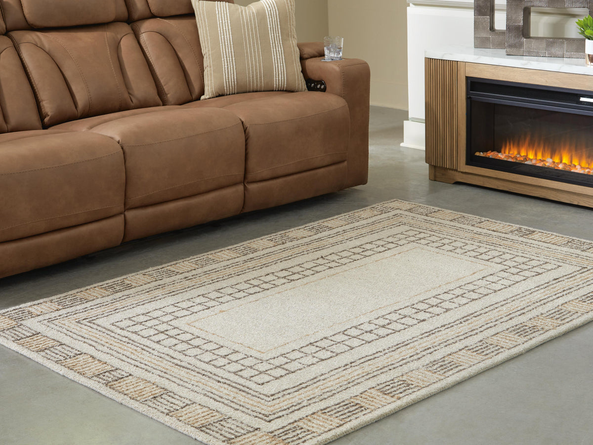 Idaman Medium Rug in Taupe/Brown, lifestyle view