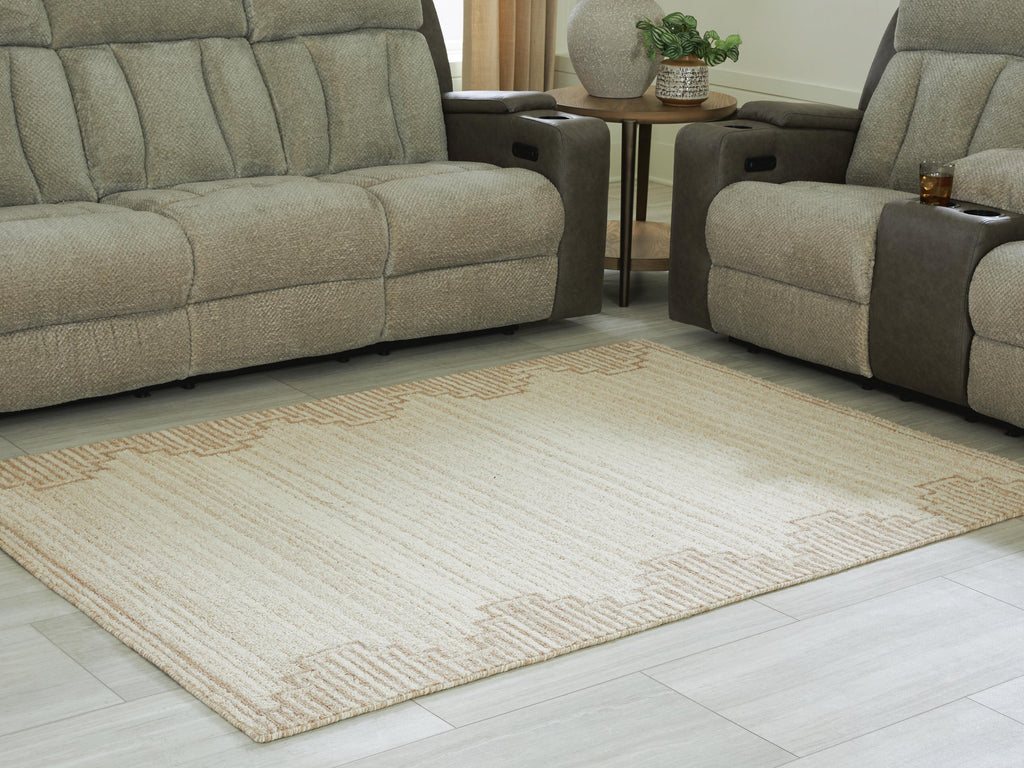 Emorymore Medium Rug in Brown/Beige, lifestyle view
