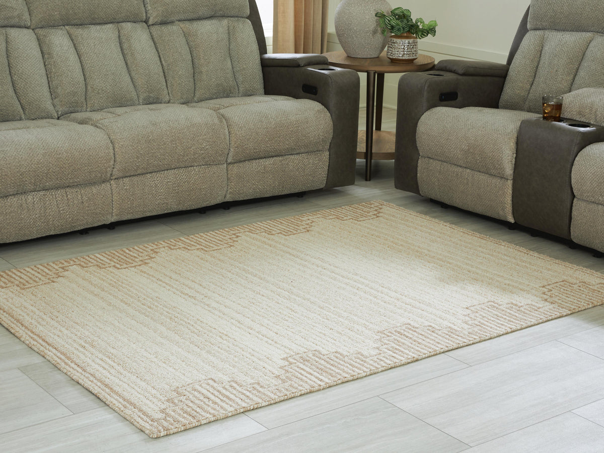 Emorymore Medium Rug in Brown/Beige, lifestyle view
