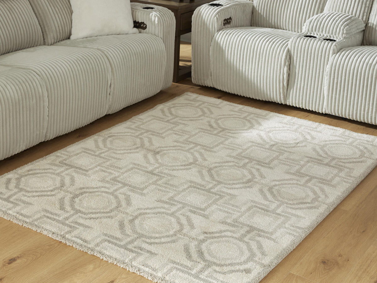 Maconville Medium Rug in Ivory/Gray, lifestyle view
