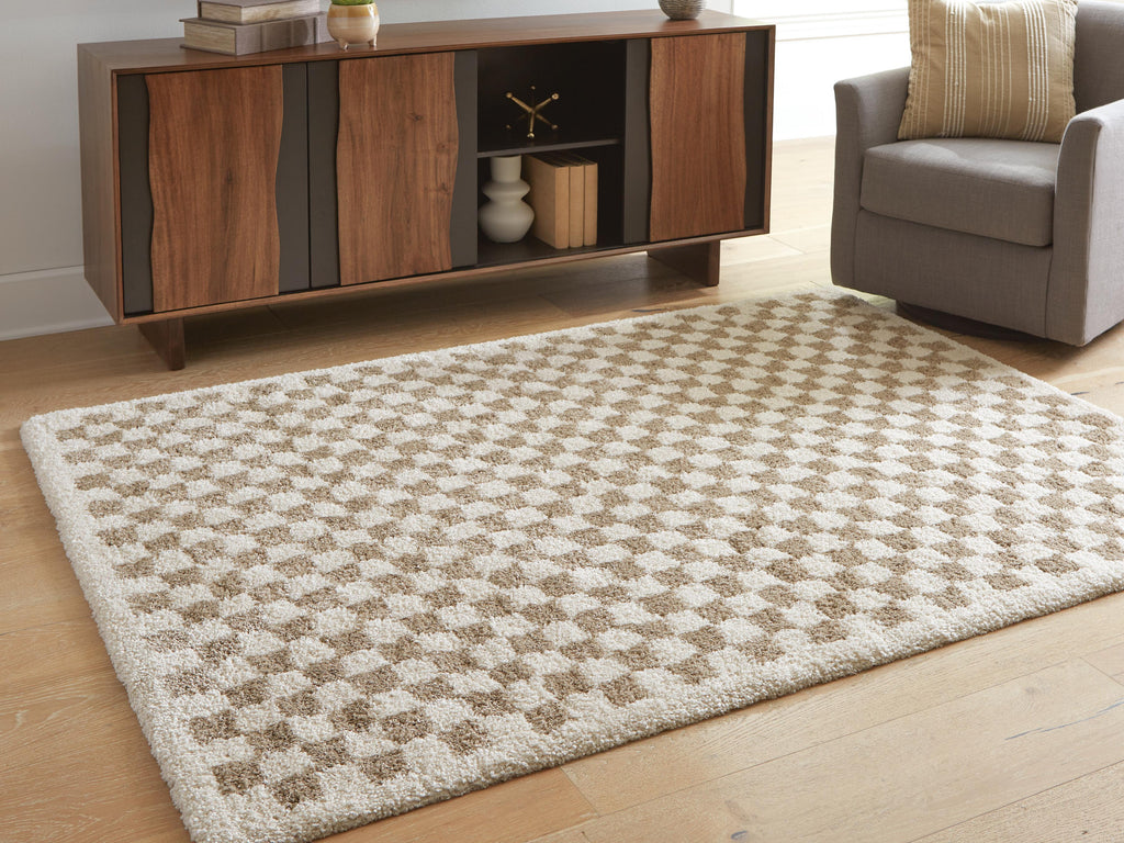 Karamen Medium Rug in Taupe/Ivory, lifestyle view