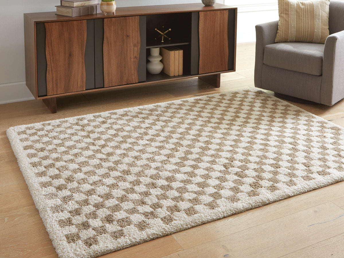 Karamen Medium Rug in Taupe/Ivory, lifestyle view