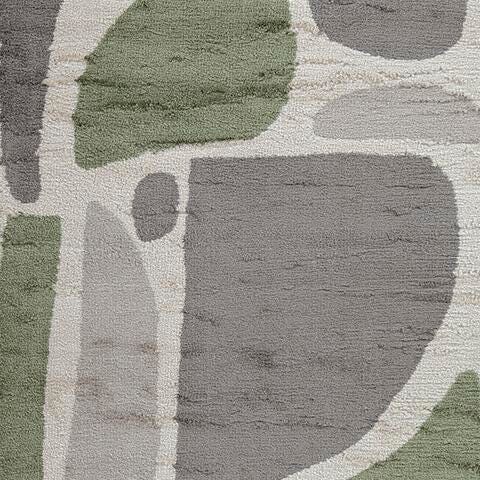 Anburgh Large Rug in Green/Gray/Ivory, fabric swatch