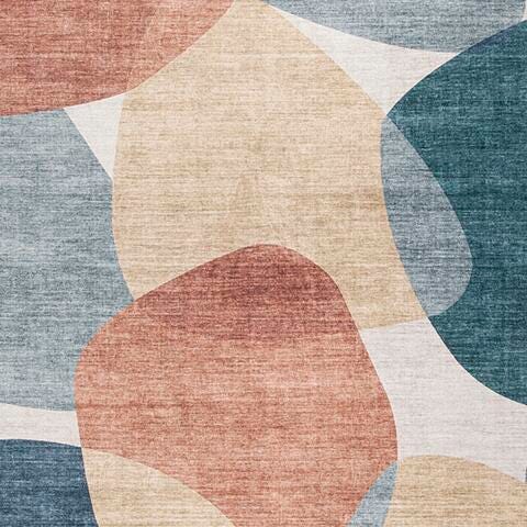Chanleigh Washable 7'6" x 9'6" Area Rug in Multi, fabric swatch