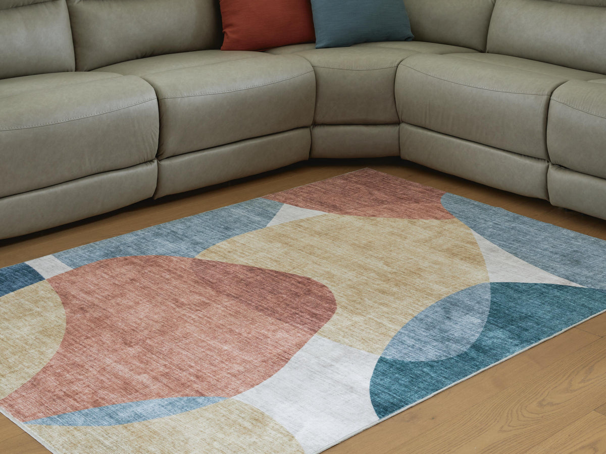 Chanleigh Washable 5' x 7' Area Rug in Multi, lifestyle view