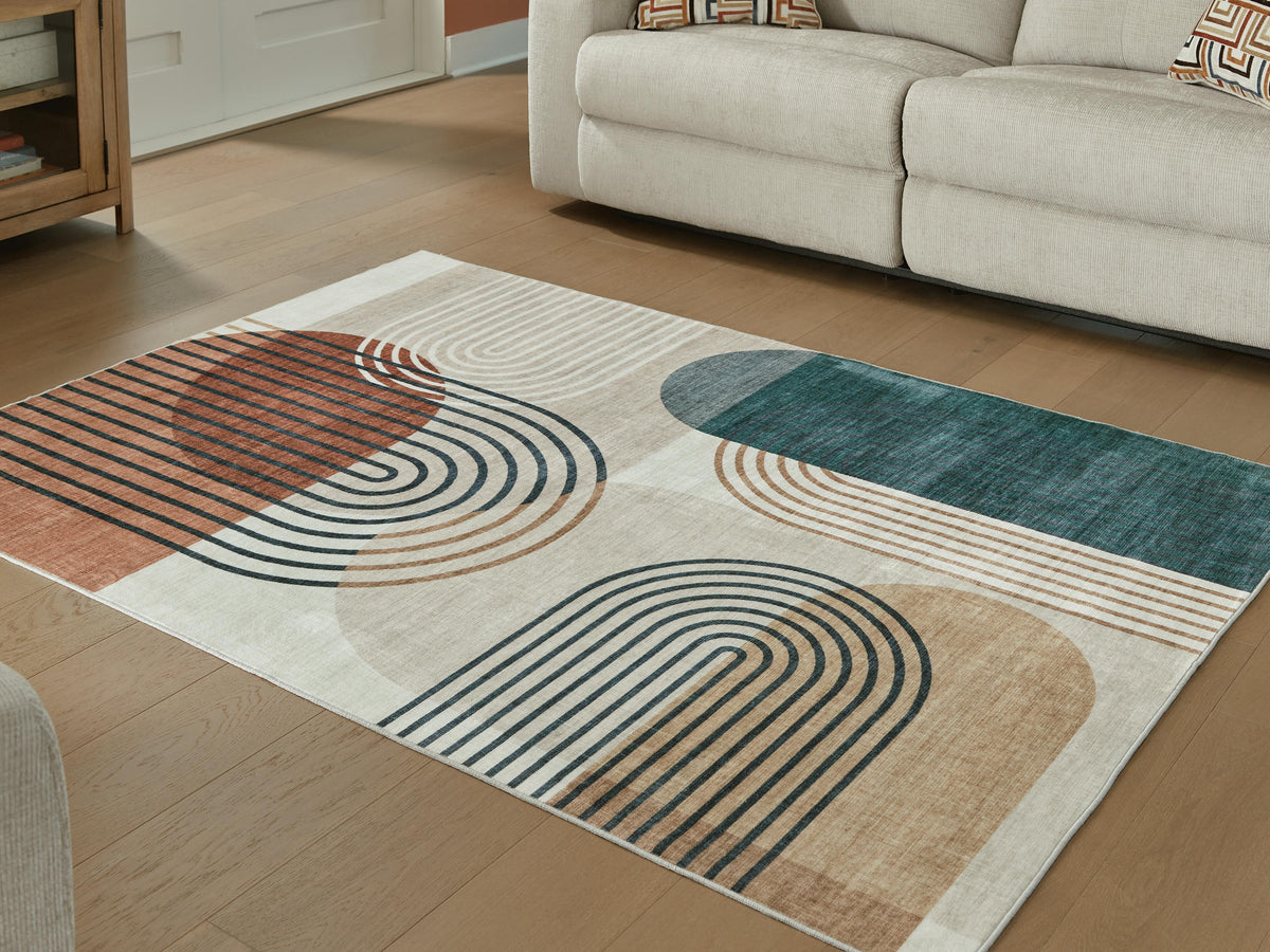 Farrendale Washable 5' x 7' Area Rug in Multi, lifestyle view