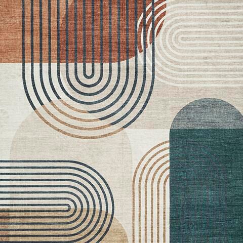 Farrendale Washable 5' x 7' Area Rug in Multi, fabric swatch