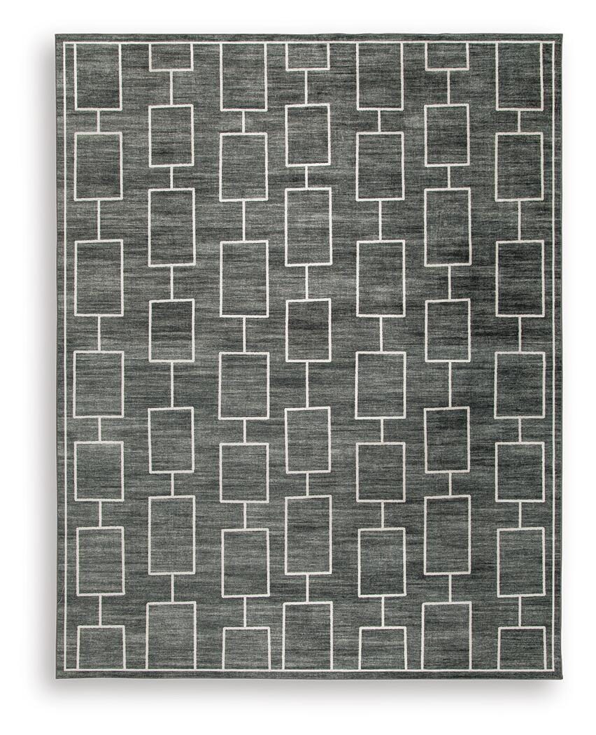 Elderland Washable 7'6" x 9'6" Area Rug in Black/Gray, alternate view 2