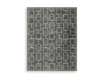 Elderland Washable 7'6" x 9'6" Area Rug in Black/Gray