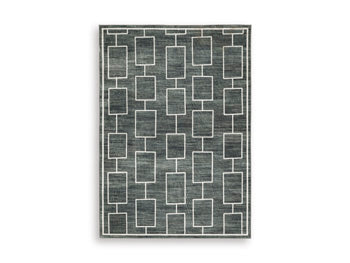Elderland Washable 5' x 7' Area Rug in Black/Gray