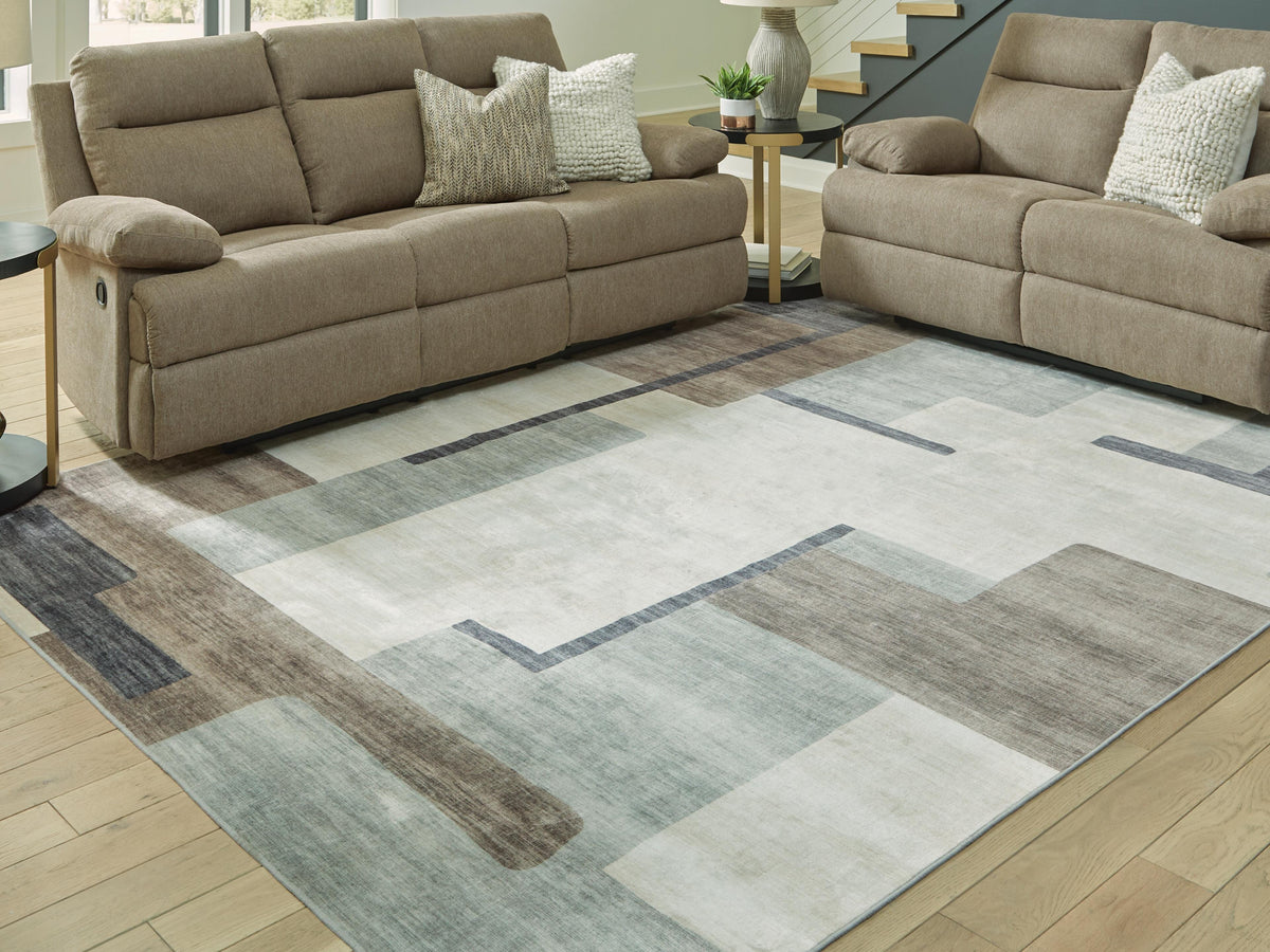 Larkport Washable 8' x 10' Area Rug in Cream/Brown/Gray, lifestyle view