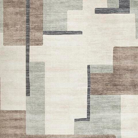 Larkport Washable 8' x 10' Area Rug in Cream/Brown/Gray, fabric swatch