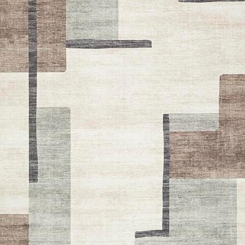 Larkport Washable 5' x 7' Area Rug in Cream/Brown/Gray, fabric swatch