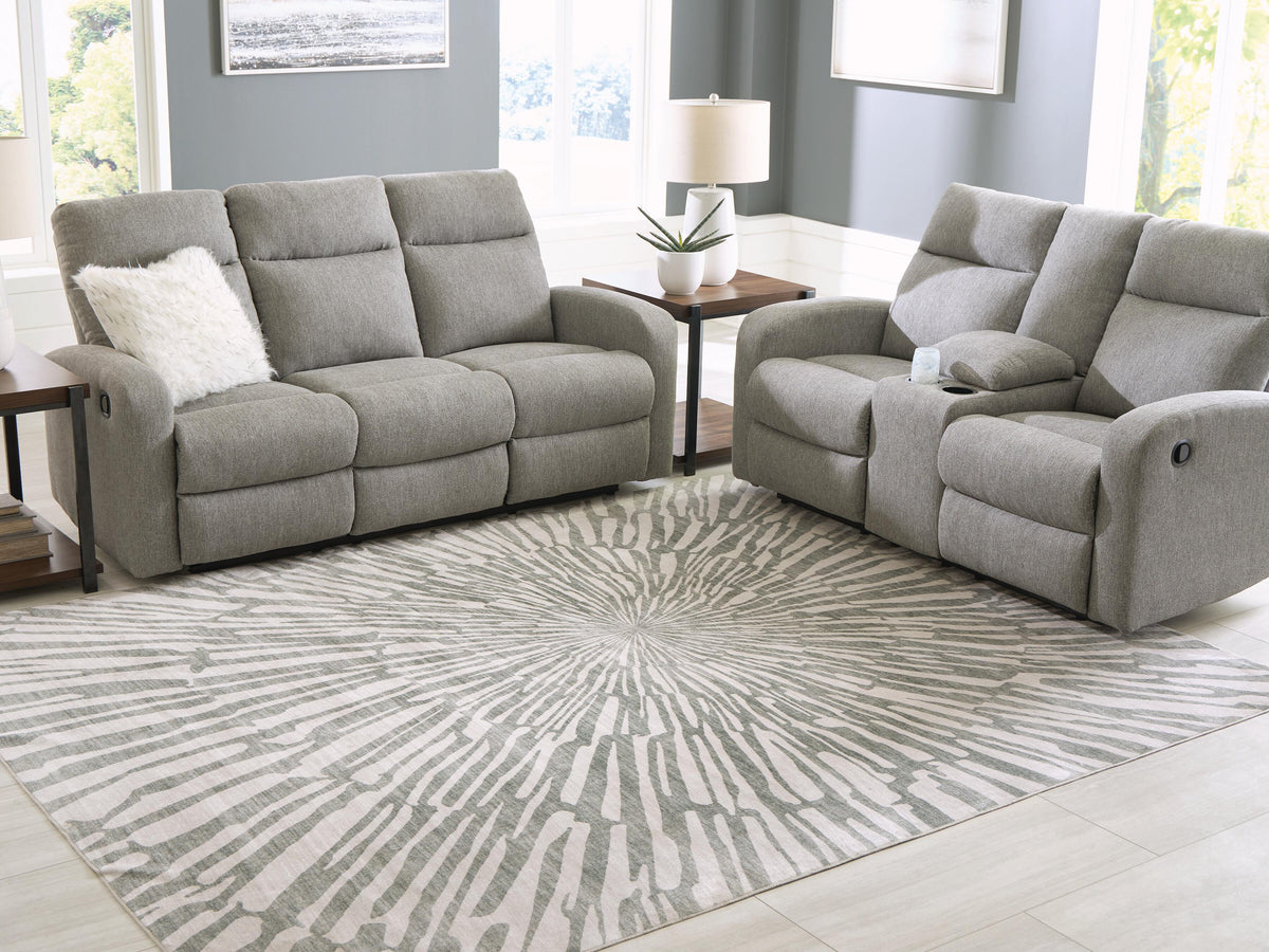Verland Washable 7'6" x 9'6" Area Rug in Gray/White, lifestyle view