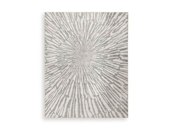 Verland Washable 7'6" x 9'6" Area Rug in Gray/White