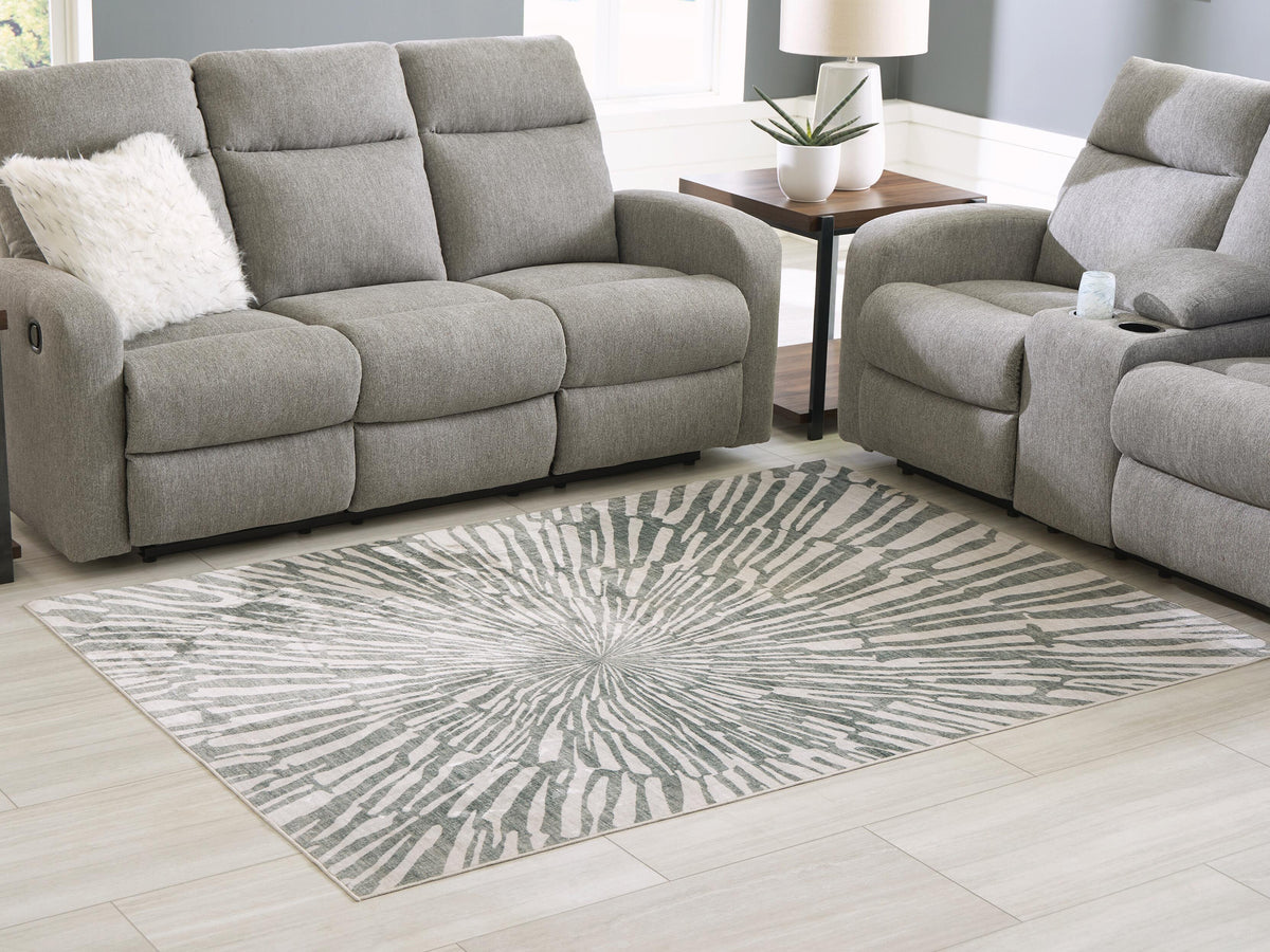 Verland Washable 5' x 7' Area Rug in Gray/White, lifestyle view