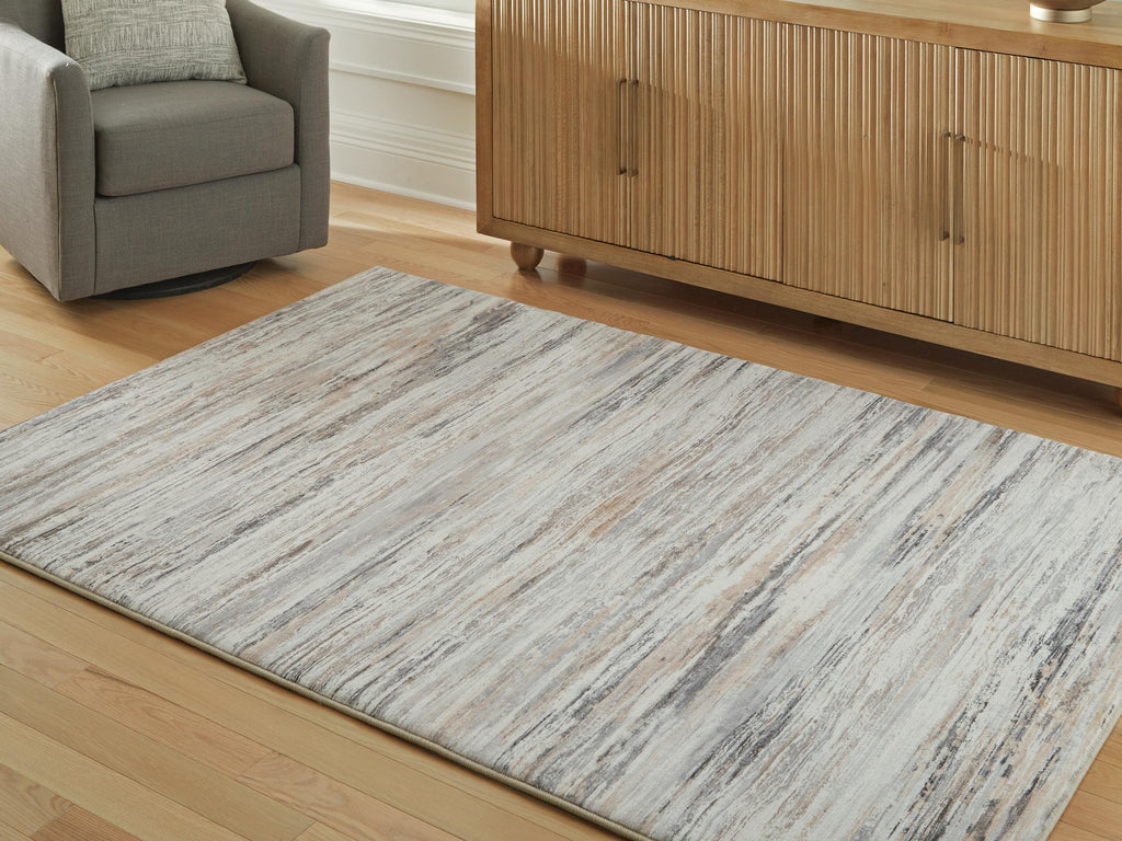 Nace 5' x 7' Memory Foam Area Rug in Gray/Brown/White, lifestyle view