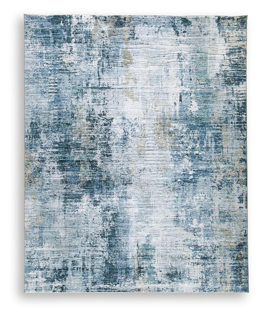 Arlenmont 7'6" X 9'6" Memory Foam Area Rug in Blue/White/Brown, alternate view 2