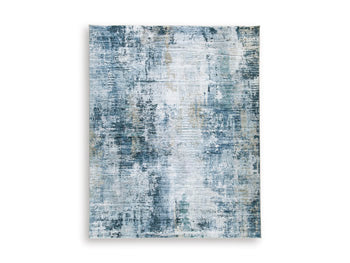 Arlenmont 7'6" X 9'6" Memory Foam Area Rug in Blue/White/Brown