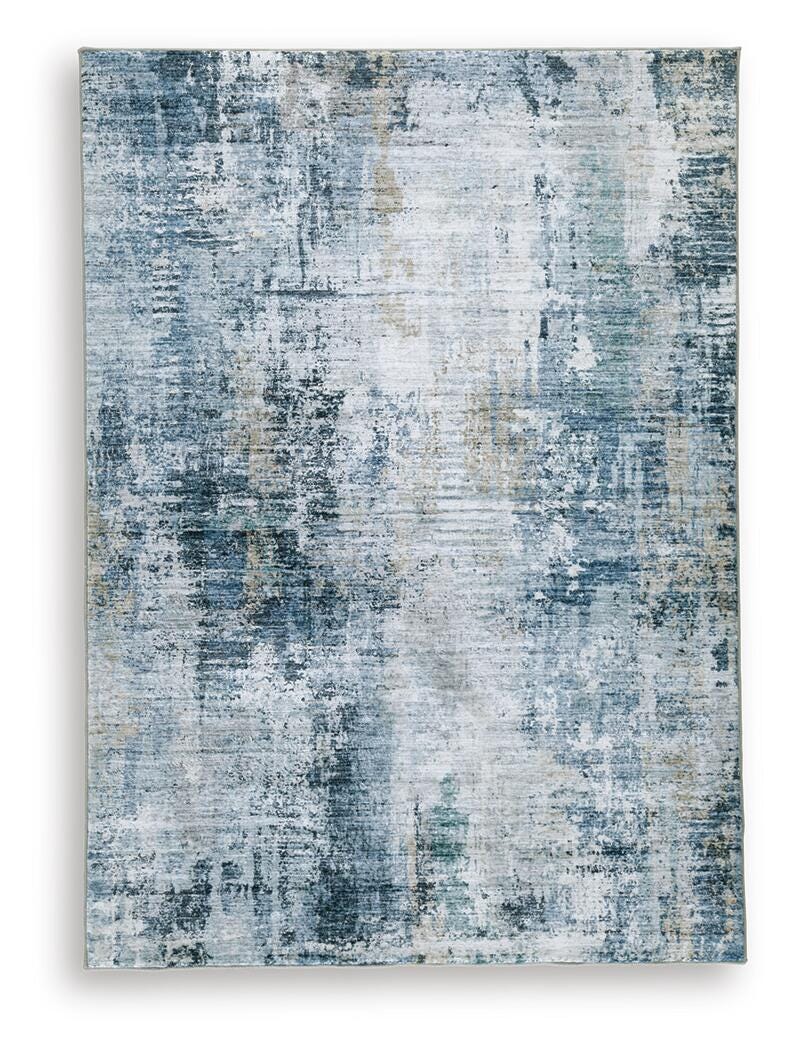 Arlenmont 5' x 7' Memory Foam Area Rug in Blue/White/Brown, alternate view 2