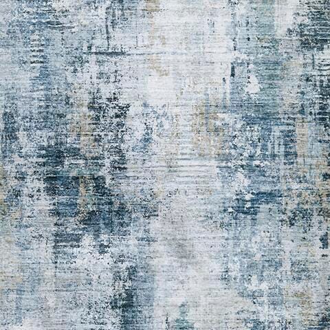 Arlenmont 5' x 7' Memory Foam Area Rug in Blue/White/Brown, fabric swatch