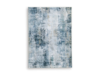 Arlenmont 5' x 7' Memory Foam Area Rug in Blue/White/Brown
