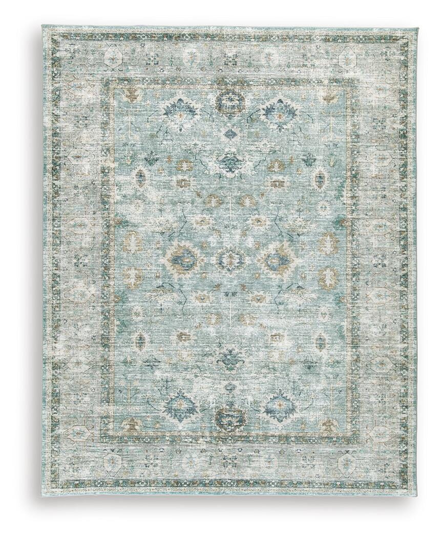 Ladstoney 7'6" X 9'6" Memory Foam Area Rug in Teal/Beige/Ochre, alternate view 2