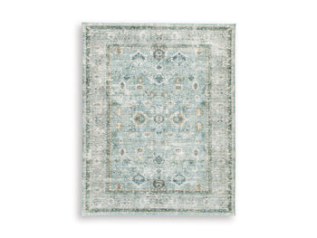 Ladstoney 7'6" X 9'6" Memory Foam Area Rug in Teal/Beige/Ochre
