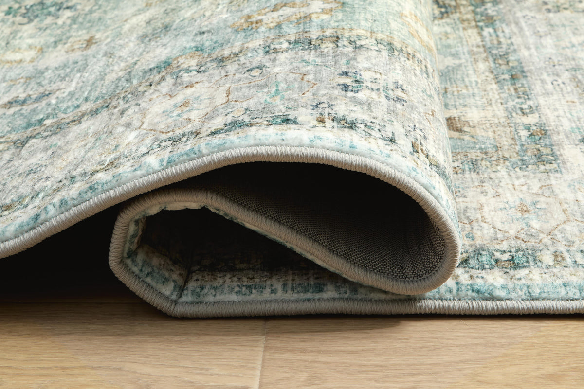 Ladstoney 5' x 7' Memory Foam Area Rug in Teal/Beige/Ochre, alternate view 5