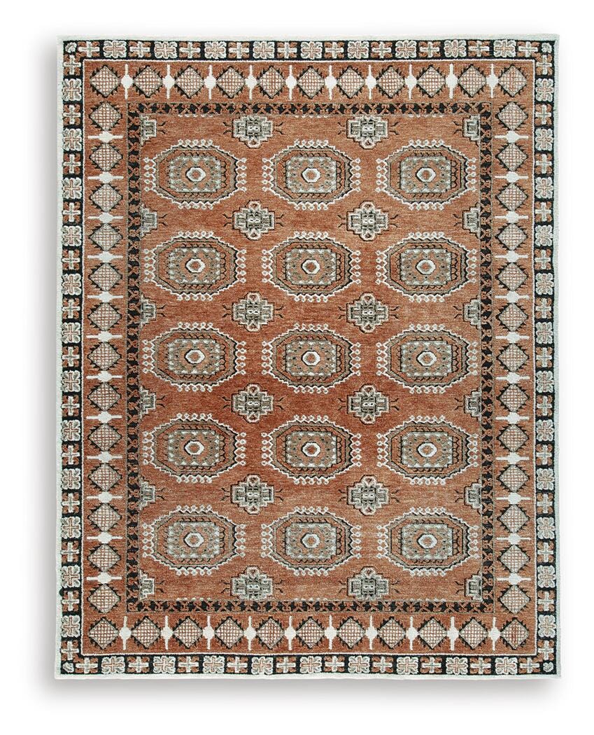 Qaabiz 7'8" x 10' Area Rug in Sienna/Ivory/Black, alternate view 2