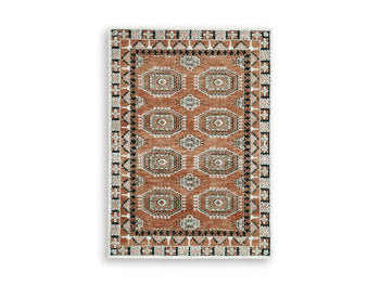 Qaabiz 5' x 7' Area Rug in Sienna/Ivory/Black