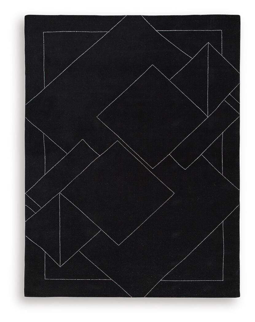Marav 7'8" x 10' Area Rug in Black/White, alternate view 2
