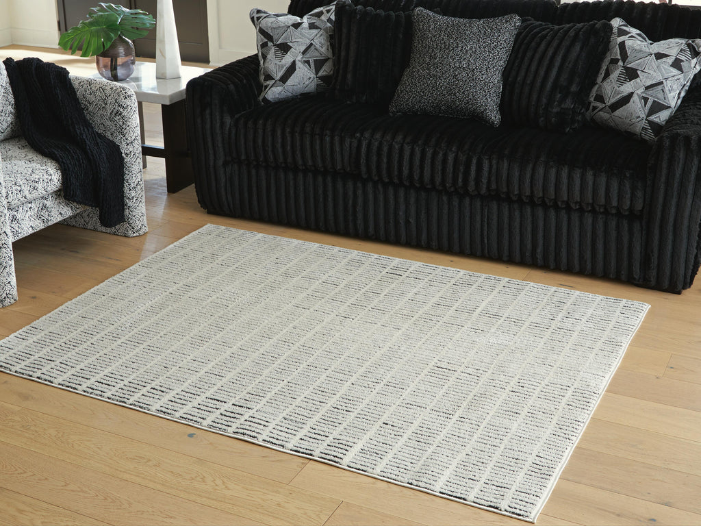 Turinwith 5'3" x 7' Area Rug in Ivory/Black, lifestyle view