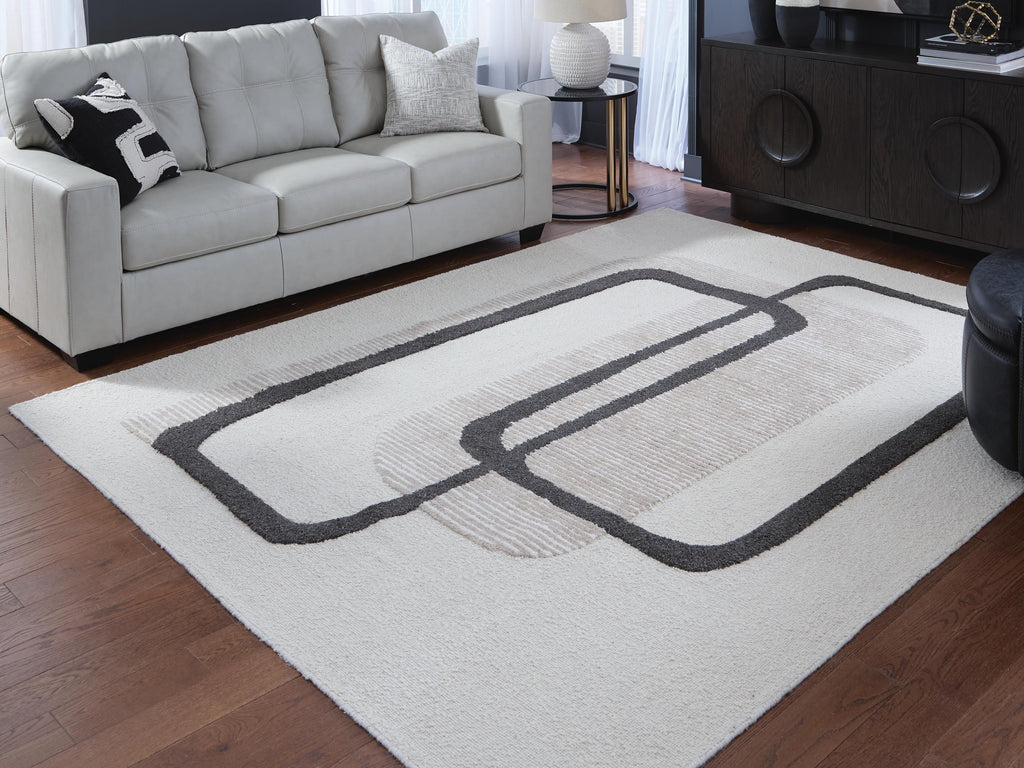 Davismour 7'8" x 10' Area Rug in Ivory/Taupe/Charcoal, lifestyle view