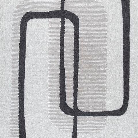 Davismour 7'8" x 10' Area Rug in Ivory/Taupe/Charcoal, fabric swatch