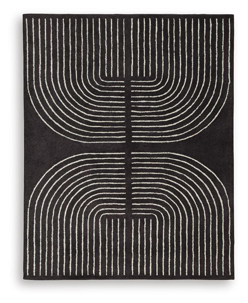 Eldonmore 7'8" x 10' Area Rug in Black/Ivory, alternate view 2