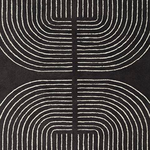 Eldonmore 7'8" x 10' Area Rug in Black/Ivory, fabric swatch