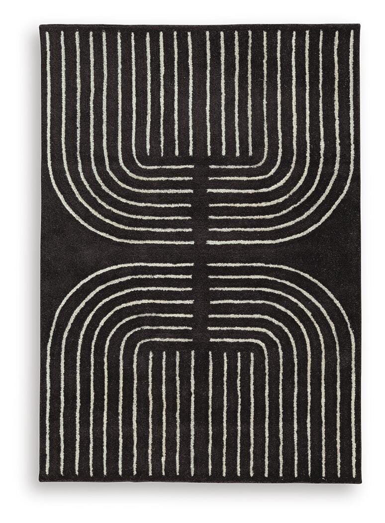 Eldonmore 5' x 7' Area Rug in Black/Ivory, alternate view 2