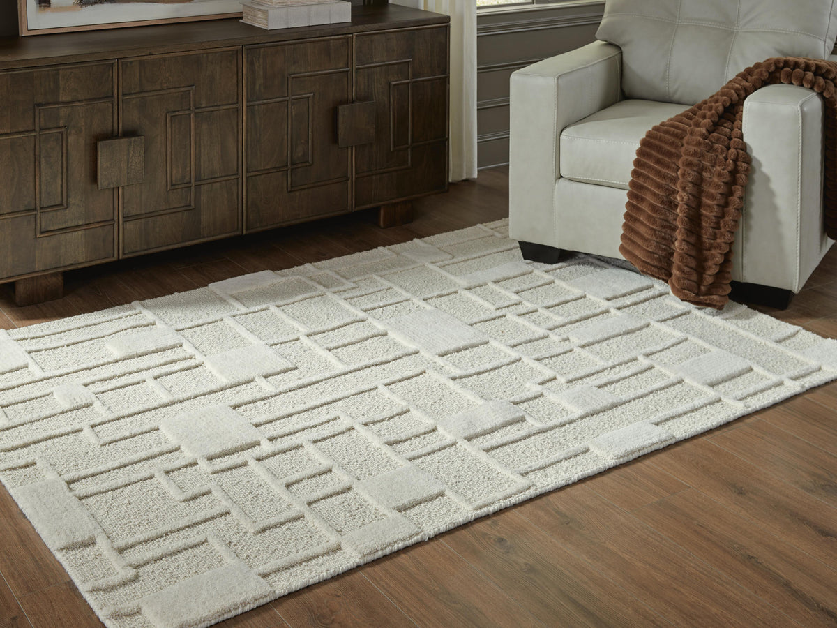 Empriss 5' x 7' Area Rug in Ivory, lifestyle view