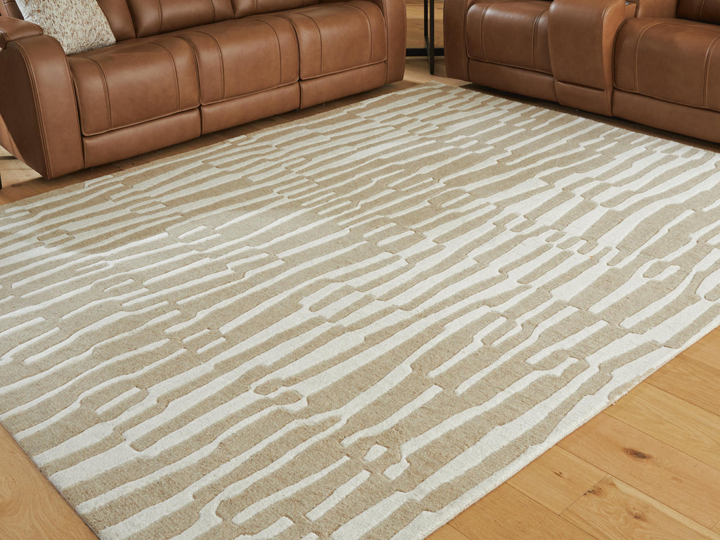 Corrbell 7'8" x 10' Area Rug in Beige/White, lifestyle view