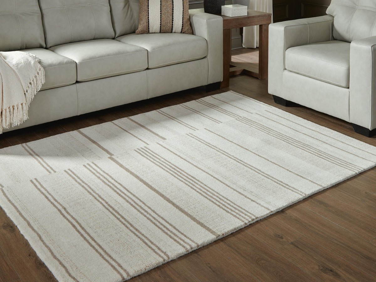 Gadence 5' x 7' Area Rug in Ivory/Tan, lifestyle view