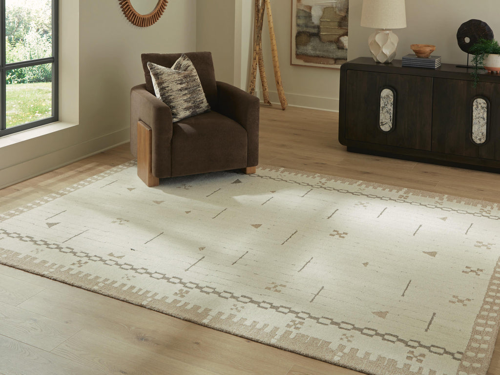 Dot 7'8" x 10' Area Rug in Cream/Brown/Taupe, lifestyle view