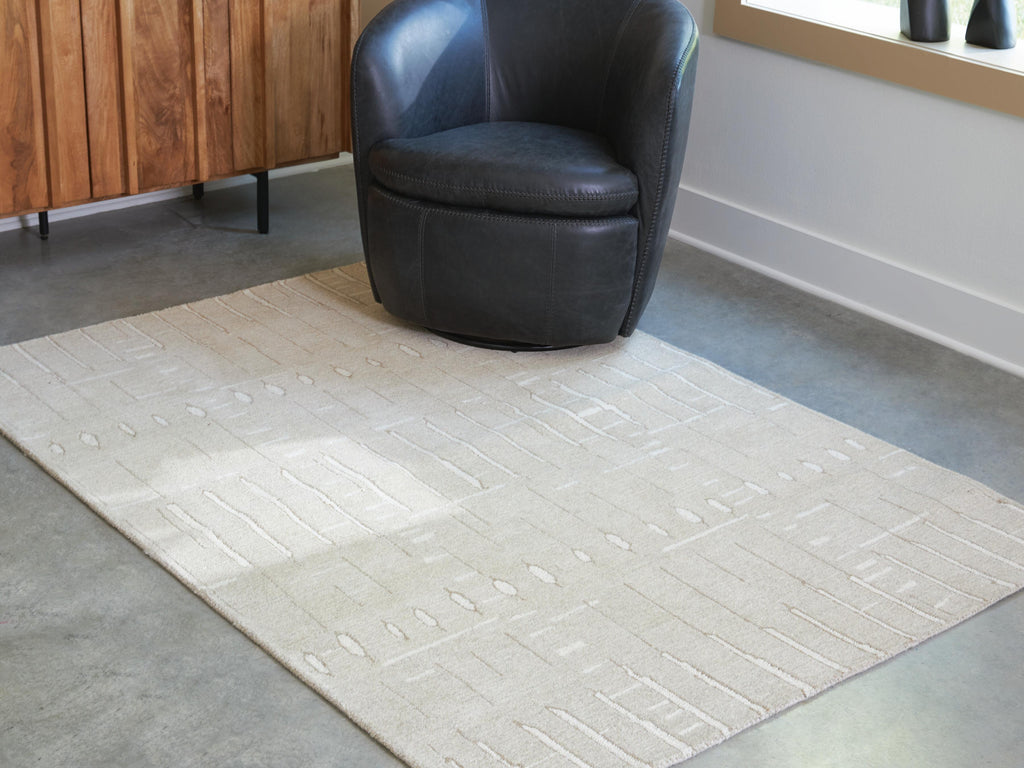 Wolbert 5' x 7' Area Rug in Tan/Ivory, lifestyle view