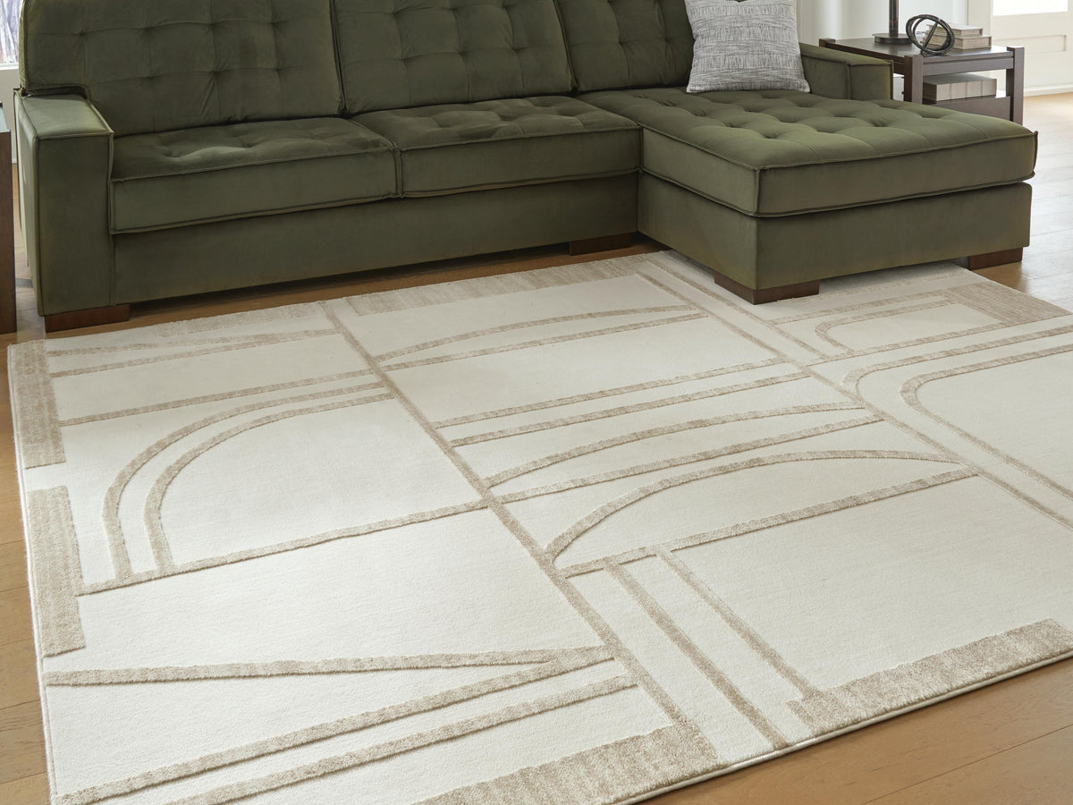 Farongrove 7'10" x 10' Area Rug in Ivory/Beige, lifestyle view